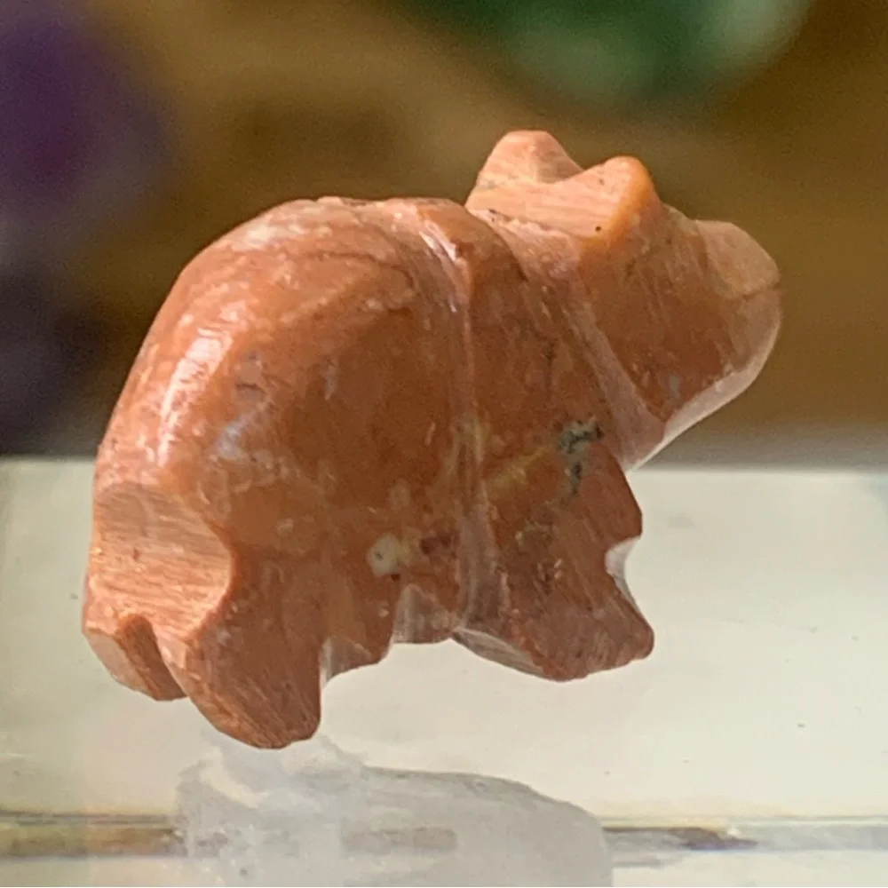 Native American Style Zuni Bear Fetish Bead Hand Carved Stone Drilled Animal .8
